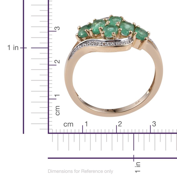 9K Y Gold Boyaca Colombian Emerald (Ovl), Natural Cambodian Zircon Ring 1.250 Ct.