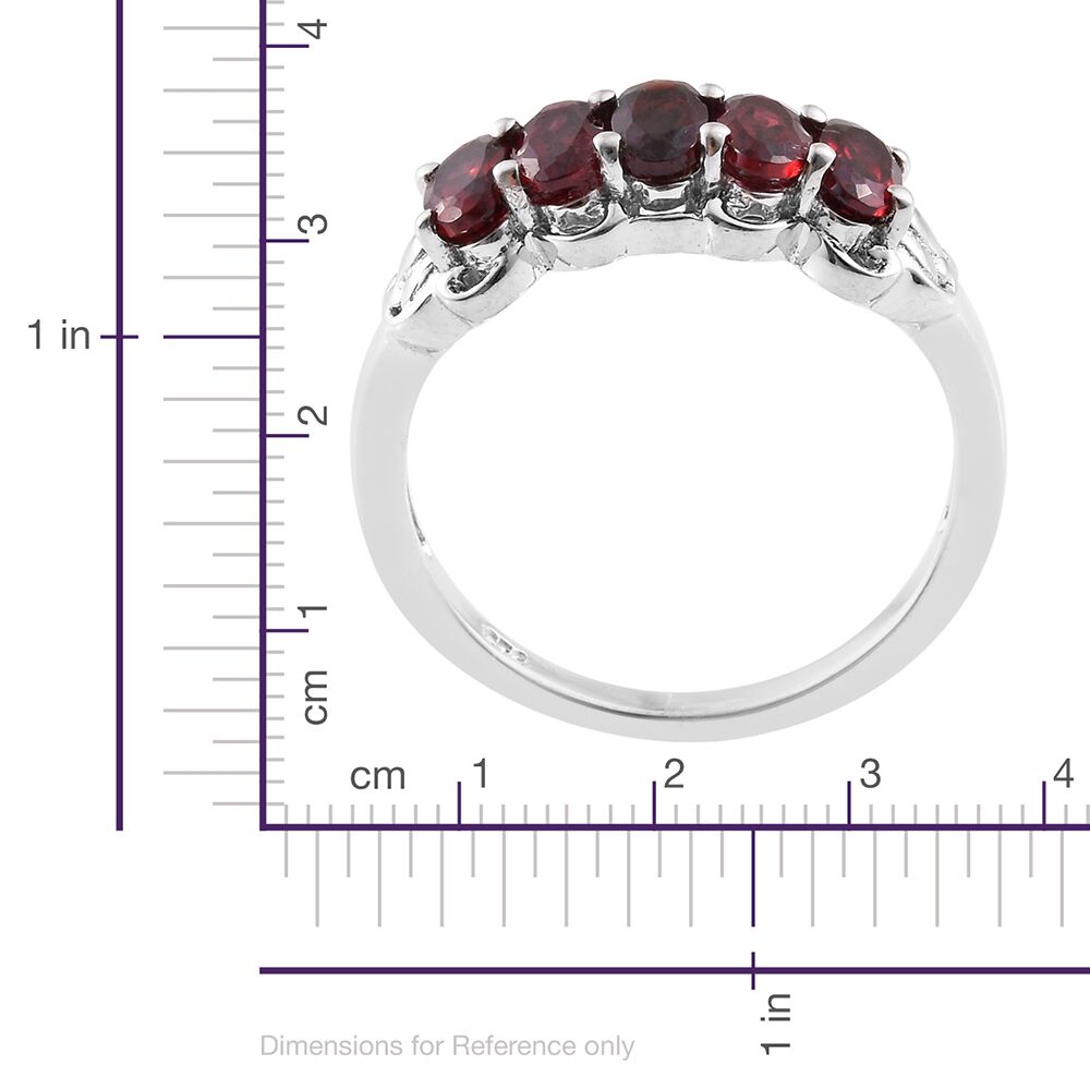 Arizona Anthill Garnet (Ovl) 5 Stone Ring in Platinum Overlay Sterling Silver 1.250 Ct.
