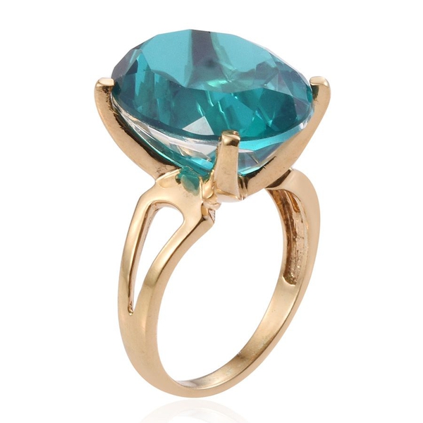 Capri Blue Quartz (Ovl) Ring in 14K Gold Overlay Sterling Silver 18.000 Ct.