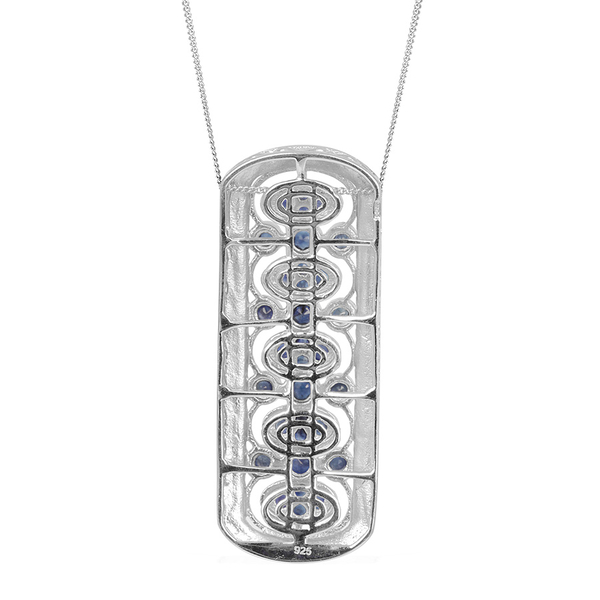 Kanchanaburi Blue Sapphire (Rnd) Pendant With Chain in Platinum Overlay Sterling Silver 2.750 Ct.