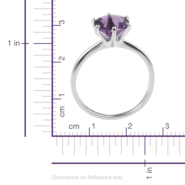AA Brazilian Amethyst (Rnd) Solitaire Ring in Sterling Silver 2.250 Ct.
