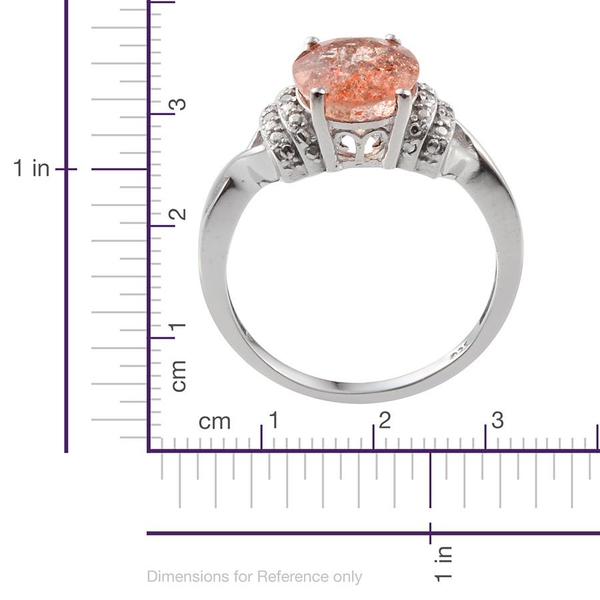 Tanzanian Sun Stone (Ovl 3.00 Ct), Diamond Ring in Platinum Overlay Sterling Silver 3.020 Ct.
