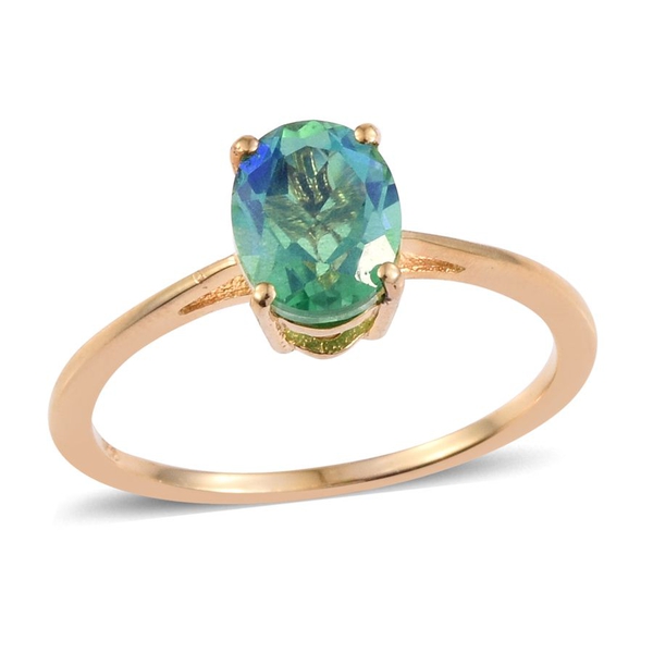 Peacock Quartz (Ovl) Solitaire Ring in 14K Gold Overlay Sterling Silver 2.000 Ct.