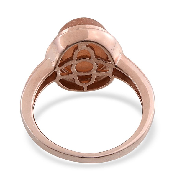 Morogoro Peach Sunstone (Ovl) Solitaire Ring in Rose Gold Overlay Sterling Silver 3.750 Ct.