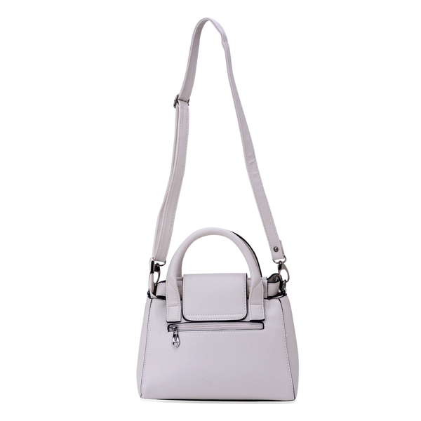 White Colour Tote Bag with External Zipper Pocket and Adjustable and Removable Shoulder Strap (Size 25x15x10 Cm)