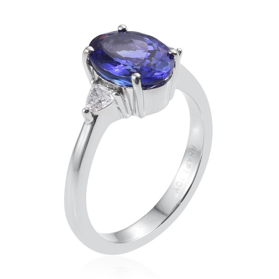 RHAPSODY 950 Platinum 3 Carat AAAA Tanzanite Oval, Diamond VS E-F Ring.