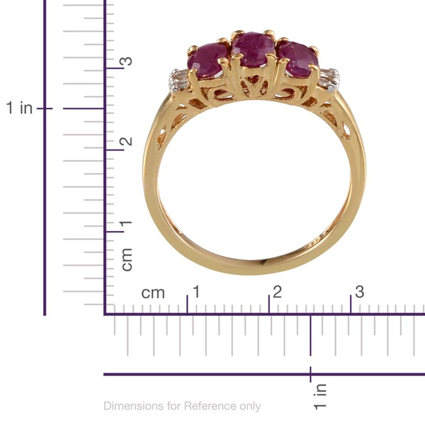 Ruby (Ovl), Diamond Ring in 14K Gold Overlay Sterling Silver 1.580 Ct.