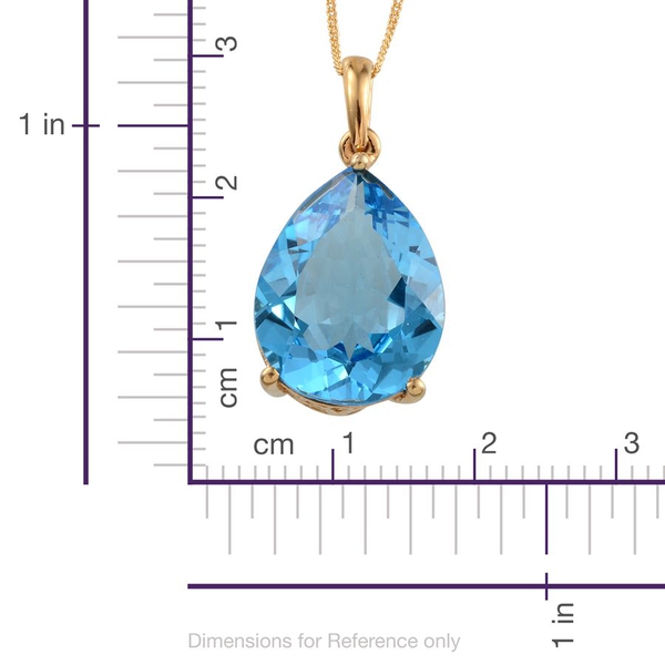 Electric Swiss Blue Topaz (Pear) Pendant With Chain in Yellow Gold Overlay Sterling Silver 17.000 Ct.