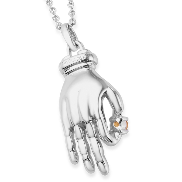 Sundays Child - Citrine Hand Pendant with Chain (Size 20) in Platinum Overlay Sterling Silver