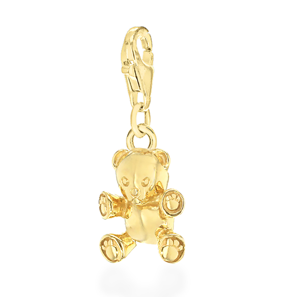 Yellow Gold Overlay Sterling Silver Teddy Bear Charm
