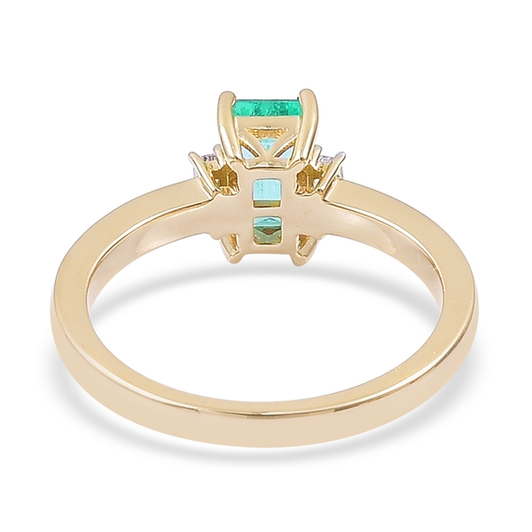 9K Yellow Gold Boyaca Colombian Emerald (Oct 1.05 Ct), Diamond Ring 1.150 Ct.
