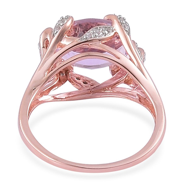 Rose De France Amethyst (Ovl 3.00 Ct), White Zircon Ring in Rose Gold Overlay Sterling Silver 3.250 Ct.