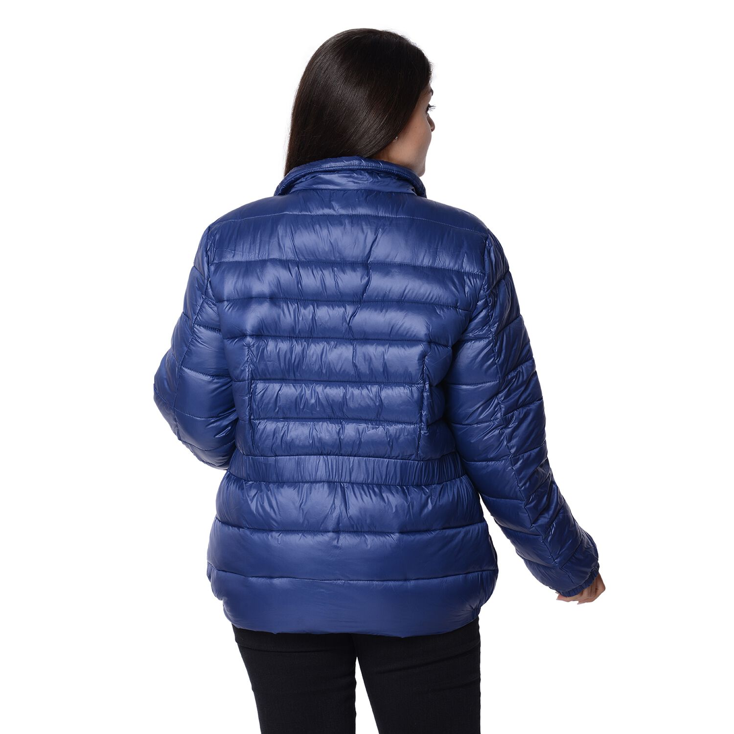 Stylish Short Puffer Jacket For Women (Size Large/ 14-16) - Navy