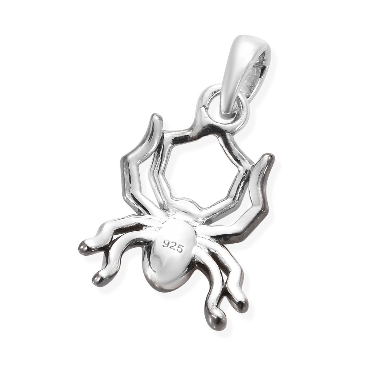 Platinum Overlay and Black Plating Sterling Silver Spider Pendant