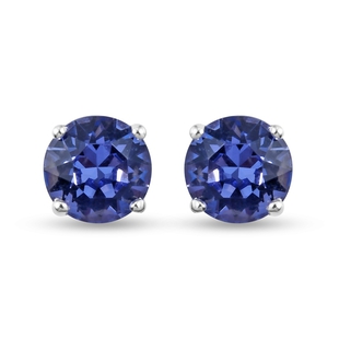 Lustro Stella Tanzanite Colour Crystal Earrings (with Push Back) in Sterling Silver 1.5 Ct