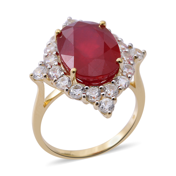 Limited Edition- 9K Yellow Gold Very Rare Size AAA African Ruby (Ovl 14X 10 mm 8.75 Ct), Natural Whi