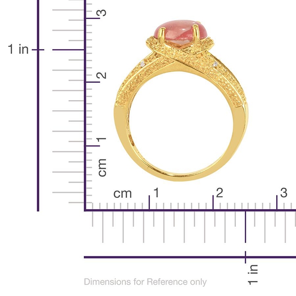 Argentinian Rhodochrosite (Ovl 2.75 Ct), Diamond Ring in Gold Bond 2.800 Ct.