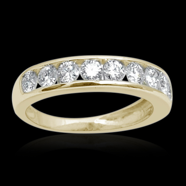 ILIANA 18K Y Gold IGI Certified Diamond (Rnd) (SI/G-H) Half Eternity Band Ring 1.000 Ct.