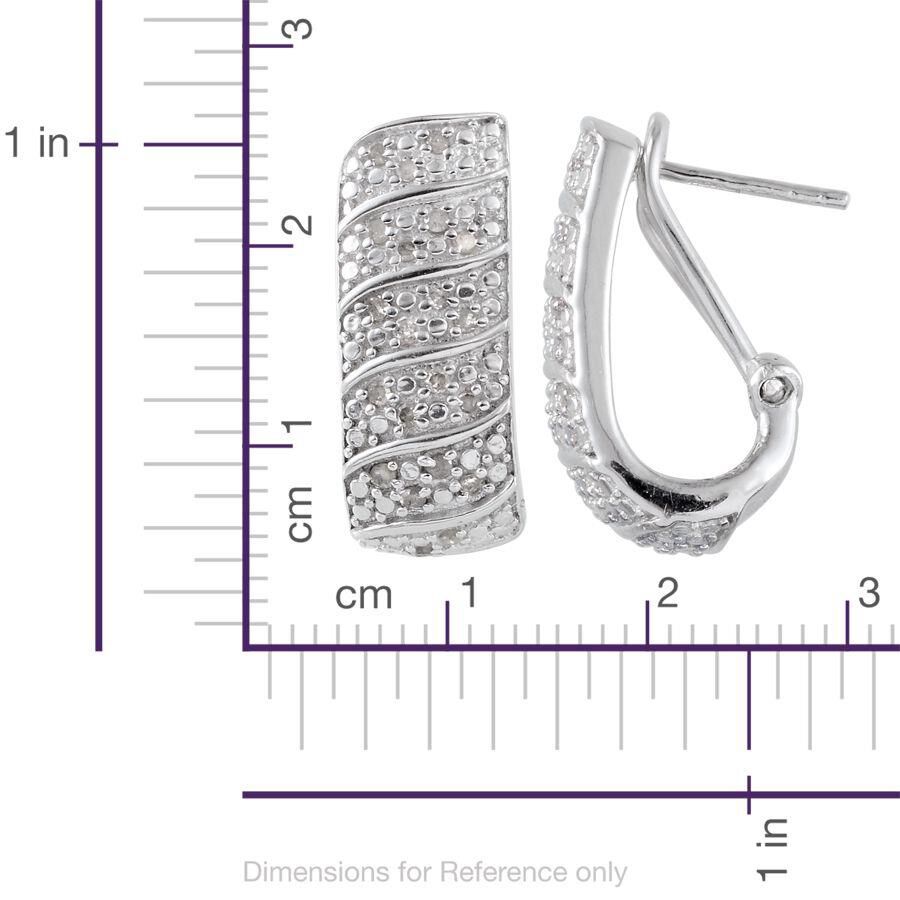 Diamond (Rnd) Hoop Earrings (with French Clip) in Platinum Overlay Sterling Silver 0.330 Ct.