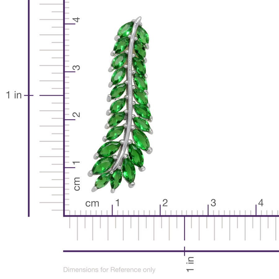 Simulated Emerald Earrings (with Push Back) in Rhodium Plated Sterling Silver