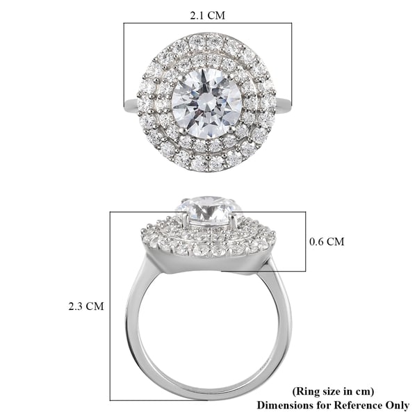 Lustro Stella Sterling Silver Ring Made with Finest CZ 4.95 Ct.