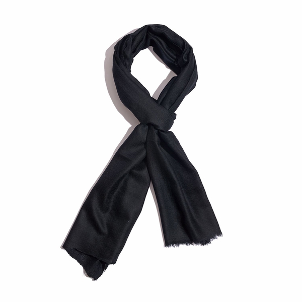 100% Cashmere Wool Black Colour Shawl (Size 200x70 Cm)
