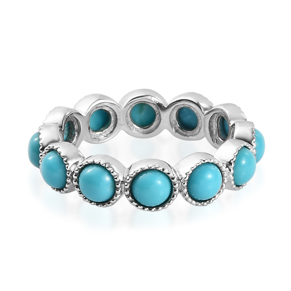Arizona Sleeping Beauty Turquoise Ring in Platinum Overlay Sterling Silver 2.87 Ct.