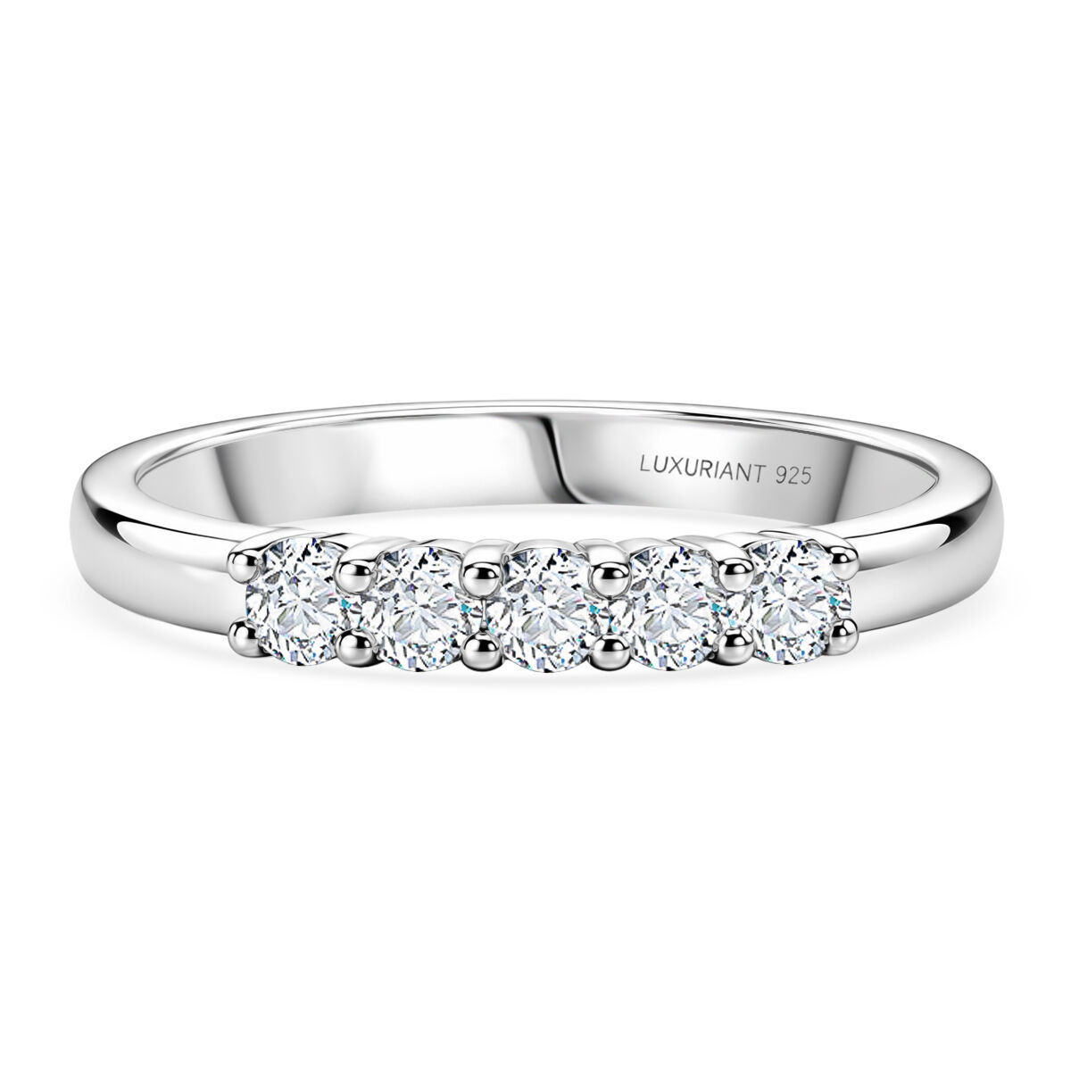 Luxuriant - Lab Grown Diamond (SI-G-H) Band Ring in Platinum Overlay Sterling Silver 0.27 Ct.