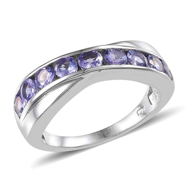 Tanzanite (Rnd) Ring in Platinum Overlay Sterling Silver 1.750 Ct.
