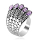 Sajen Silver CULTURAL FLAIR Collection - Amethyst Enamelled Ring in Rhodium Overlay Sterling Silver 2.25 Ct, Silver wt 8.25 Gms