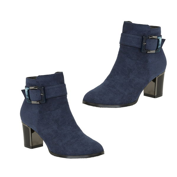 Lotus CHARLOTTE Heeled Ankled Boots with Buckle (Size 4) - Navy