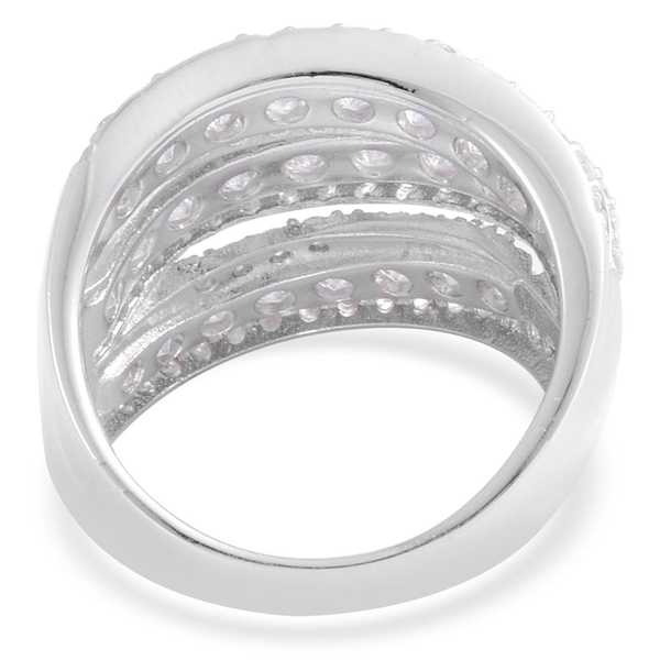 AAA Simulated White Diamond Ring in Platinum Overlay Sterling Silver