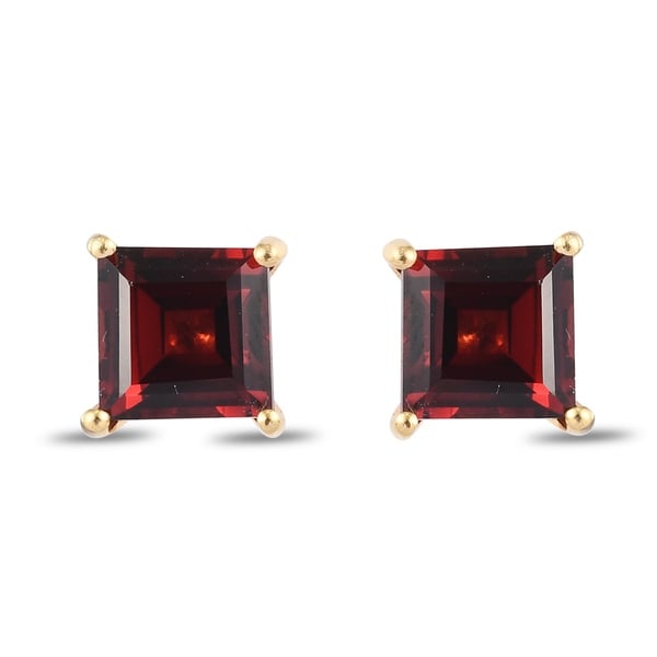 Mozambique Garnet Stud Earrings (with Push Back) in 14K Gold Overlay Sterling Silver 2.860 Ct.