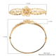 Close Out Deal - 9K Yellow Gold Natural Cambodian Zircon Diamond Cut Floral Bangle (Size 7) with Clasp, Gold Wt 7.60 Gms