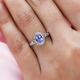 Tanzanite and Diamond Ring in Platinum Overlay Sterling Silver 1.10 Ct.