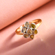 Polki Yellow Diamond Floral Ring in Yellow Gold Overlay Sterling Silver 0.50 Ct.