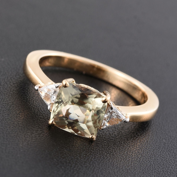 ILIANA 18K Y Gold Natural Turkizite (Cush 1.50 Ct), Diamond (SI-G-H) Ring 1.750 Ct.