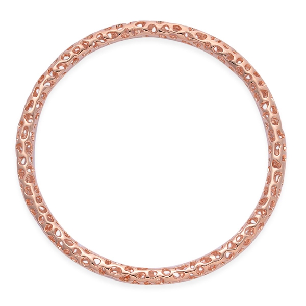 RACHEL GALLEY Rose Gold Overlay Sterling Silver Allegro Bangle (Size 67mm / Large), Silver wt 18.62 