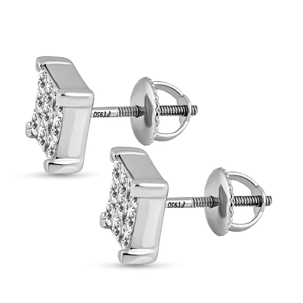 RHAPSODY 950 Platinum IGI Certified Diamond (VS/E-F) Stud Earrings 1.00 Ct, Platinum Wt. 4.02 Gms