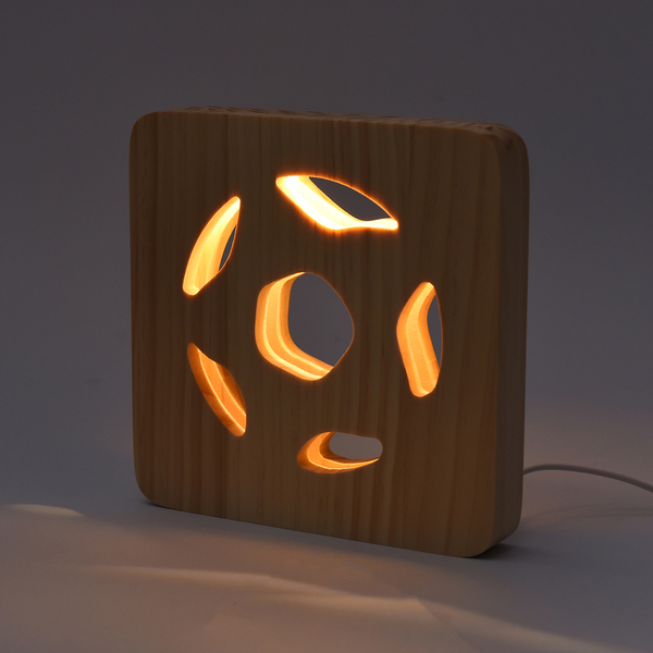 3D Wooden LED Light Ball Pattern with USB Port (Size: 19x19x3cm)