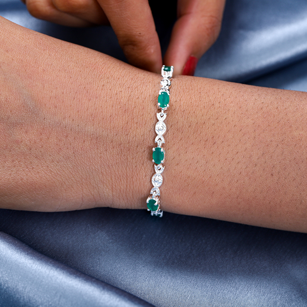 Verde Green Onyx Bracelet (Size 6.5 With 2 inch Extender) with Lobster Clasp in Sterling Silver 3.08 Ct.