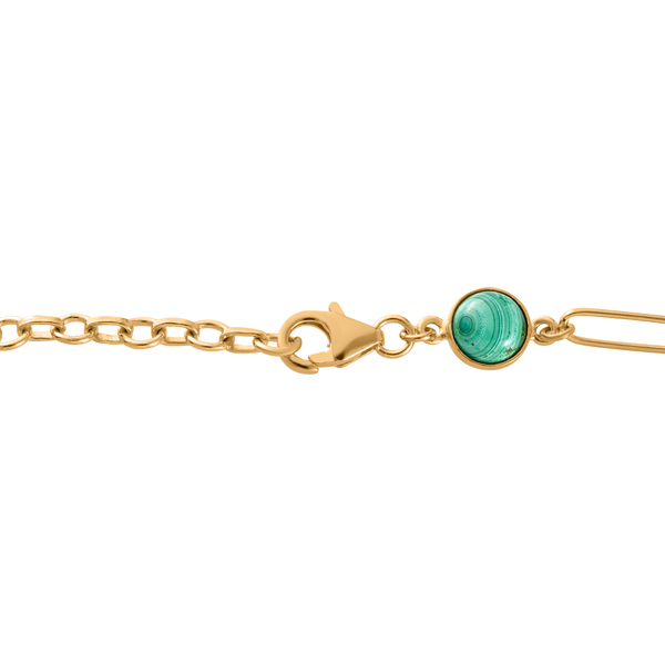 Lapis Lazuli and Malachite Bracelet (Size - 7.5 with 1 inch Extender) in 14K Gold Overlay Sterling Silver 12.77 Ct.