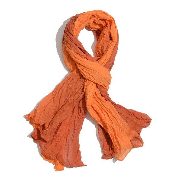 Set of 3 - 100% Cotton Green, Orange and Pink Colour Scarf (Size 175x110 Cm)