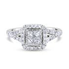 NY Designer Close Out- 14K White Gold Natural Diamond (I-1/G-H) Ring (Size N) 0.90 Ct.