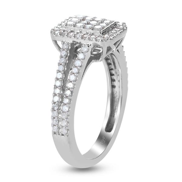 Diamond Ring in Platinum Overlay Sterling Silver 0.53 Ct.