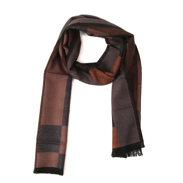 100% Acrylic Check Pattern Dark Brown and Tan Colour Scarf (Size 180x30 Cm)