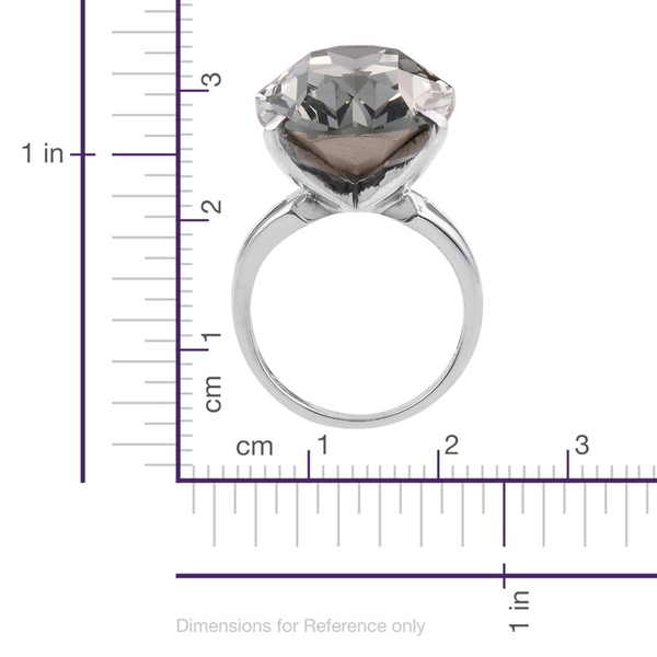 Lustro Stella  - Black Diamond Crystal (Ovl) Ring in ION Plated Platinum Bond