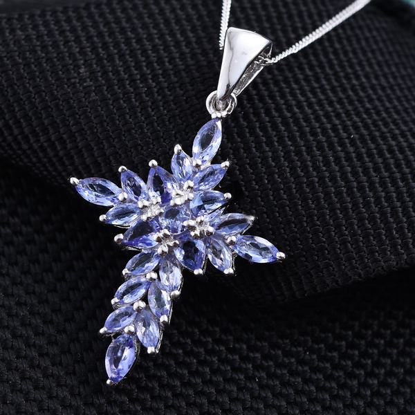 Tanzanite (Pear) Pendant With Chain in Platinum Overlay Sterling Silver 2.00 Ct.
