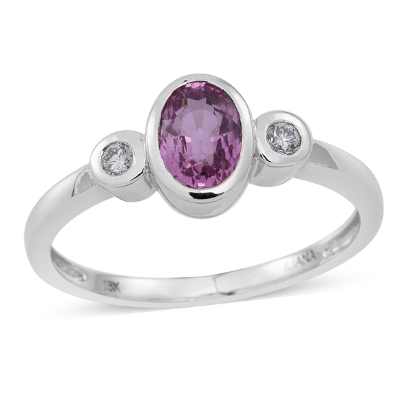 ILIANA 18K W Gold Pink Sapphire (Ovl 0.90 Ct), Diamond Ring 1.000 Ct.