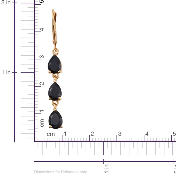 Boi Ploi Black Spinel (Pear) Lever Back Earrings in 14K Gold Overlay Sterling Silver 5.500 Ct.